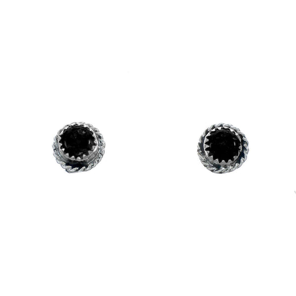 Navajo Sterling Silver Onyx Post Earrings SX10088